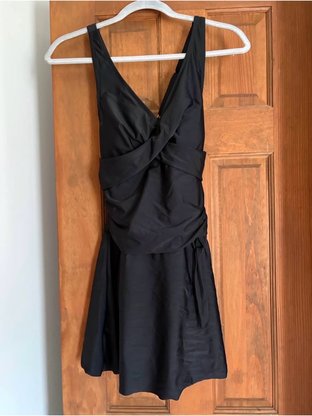 NEW Zaful Medium Women’s Solid Black Modest One Piece Bathing Suit Swim Dress
